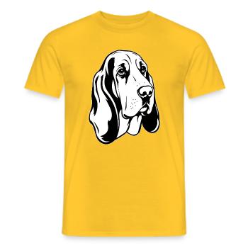 Basset-Hound_Hund_schwarzweiss - Männer T-Shirt - Gelb - Vorne - AI Model Male 178 dark (178cm)
