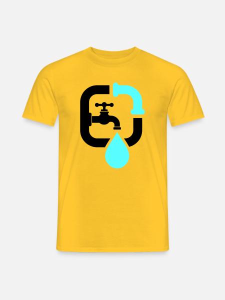 Plumber Faucet Pipe Logo - Men's T-Shirt - yellow