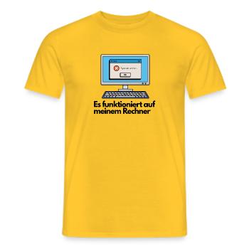 Es funktioniert auf meinem Rechner | IT Humor - Männer T-Shirt - Gelb - Vorne - AI Model Male 178 dark (178cm)