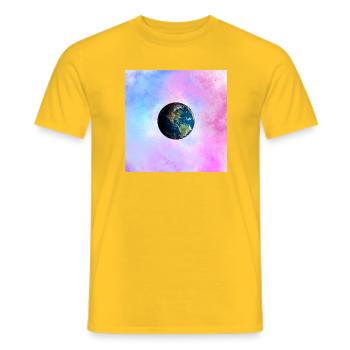 Globe terrestre dans une nébuleuse pastel - T-shirt homme - jaune - Devant - AI Model Male 178 dark (178cm)