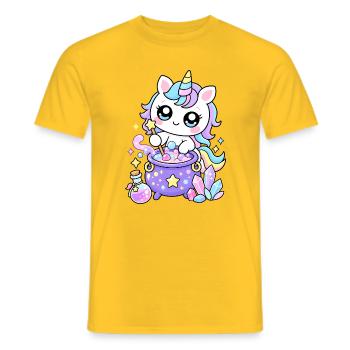 Einhornpastellmagie und -trank - Männer T-Shirt - Gelb - Vorne - AI Model Male 178 dark (178cm)