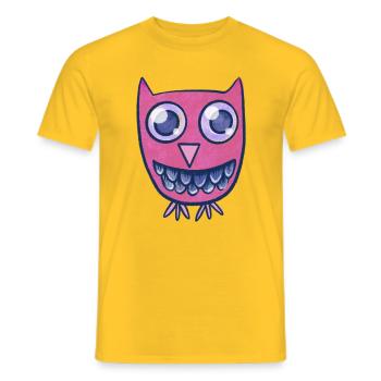 Pink Owl Grin Cartoon-Monster - Männer T-Shirt - Gelb - Vorne - AI Model Male 178 dark (178cm)