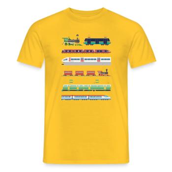 Eisenbahn Zug Lokomotive Bahn Eisenbahnfan Motiv - Männer T-Shirt - Gelb - Vorne - AI Model Male 178 dark (178cm)