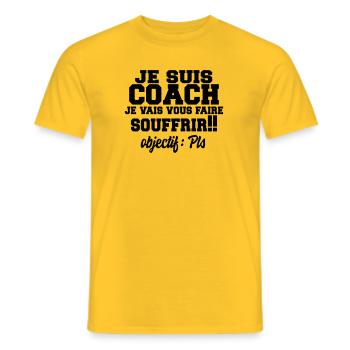 coach,coaching,sport,humour,citations,formes - T-shirt homme - jaune - Devant - AI Model Male 178 dark (178cm)