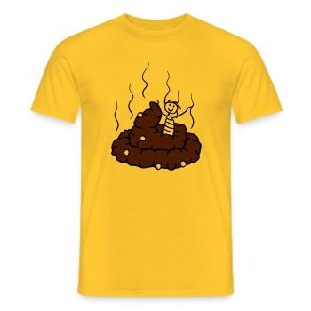 Happy, little, shit, shit, heap, smell, smelly, co - Men's T-Shirt - yellow - Front - AI Model Male 178 dark (178cm)