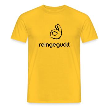 reingeguckt Emoji Handzeichen lustig - Männer T-Shirt - Gelb - Vorne - AI Model Male 178 dark (178cm)