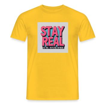 Stay Real - Men's T-Shirt - yellow - Front - AI Model Male 178 dark (178cm)