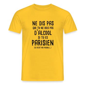 Ne dis pas que tu ne bois pas si tu es parisien - T-shirt homme - jaune - Devant - AI Model Male 178 dark (178cm)