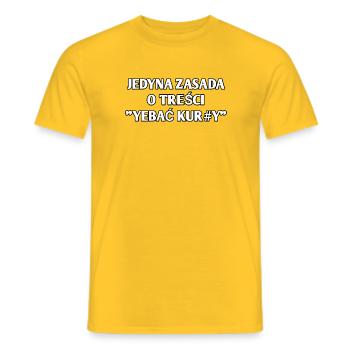 LA SEULE RÈGLE QUI SE LIT « JE#AĆ KUR#Y » - T-shirt homme - jaune - Devant - AI Model Male 178 dark (178cm)
