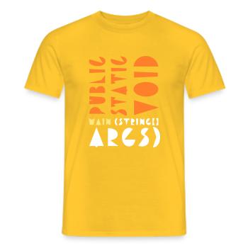 public static void - Men's T-Shirt - yellow - Front - AI Model Male 178 dark (178cm)