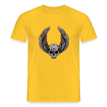 Tod Kopf Flügel crane skull - Männer T-Shirt - Gelb - Vorne - AI Model Male 178 dark (178cm)