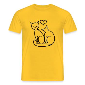 Katzen Liebe Herz Line Art Geschenkidee - Männer T-Shirt - Gelb - Vorne - AI Model Male 178 dark (178cm)
