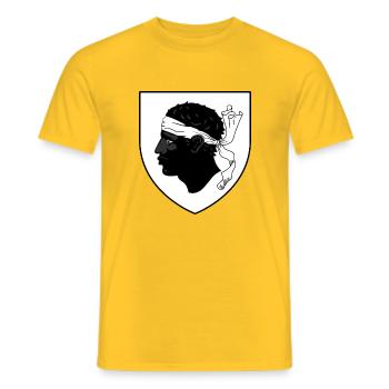 coat of arms Corsican logo Moorish head - Men's T-Shirt - yellow - Front - AI Model Male 178 dark (178cm)