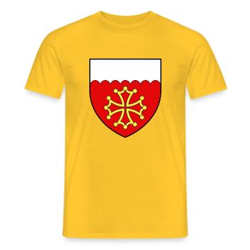 blason gard drapeau croix occitane - T-shirt homme - jaune - Devant - AI Model Male 178 dark (178cm)
