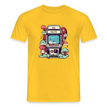 Vintage arcade cabinet - Men's T-Shirt - yellow - Front - AI Model Male 178 dark (178cm)