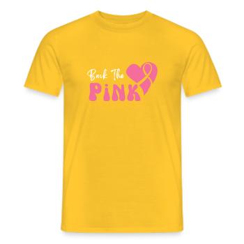 Retour la sensibilisation au cancer du sein rose - T-shirt homme - jaune - Devant - AI Model Male 178 dark (178cm)