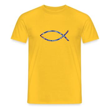 Christliches Fischsymbol-blue/türkis - Männer T-Shirt - Gelb - Vorne - AI Model Male 178 dark (178cm)