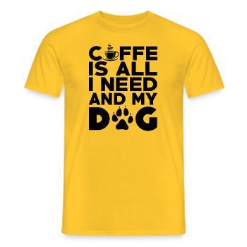 Coffe Is All In Need And My Dog T-shirt Dog lovers - T-shirt homme - jaune - Devant - AI Model Male 178 dark (178cm)