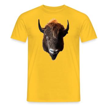 The bison is also called buffalo - Men's T-Shirt - yellow - Front - AI Model Male 178 dark (178cm)