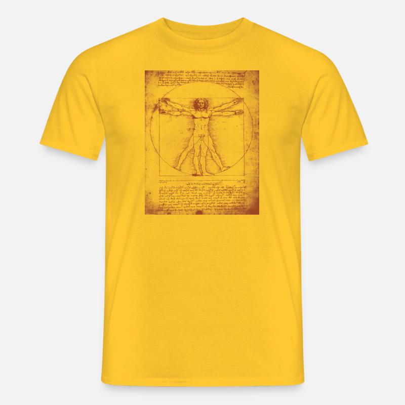 Leonardo DaVinci vitruvian Man Print - Männer T-Shirt - Gelb