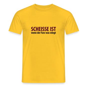Scheiße ist wenn der Furz was wiegt. Kacke Malheur - Männer T-Shirt - Gelb - Vorne - AI Model Male 178 dark (178cm)