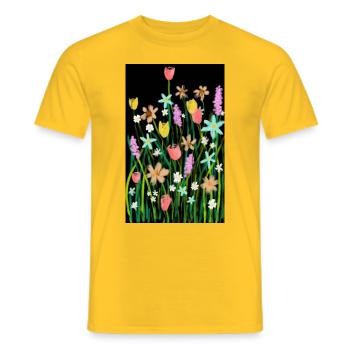 Flower meadow - Men's T-Shirt - yellow - Front - AI Model Male 178 dark (178cm)