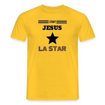 C'est Jésus la star - T-shirt homme - jaune - Devant - AI Model Male 178 dark (178cm)