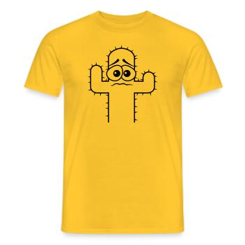 Kaktus Gesicht Angst Traurig Wüste Lustig Kakteen - Männer T-Shirt - Gelb - Vorne - AI Model Male 178 dark (178cm)