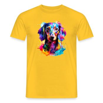 Chien teckel peint - T-shirt homme - jaune - Devant - AI Model Male 178 dark (178cm)