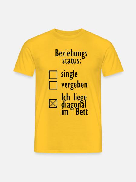Beziehungsstatus single vergeben diagonal im Bett - Männer T-Shirt - Gelb