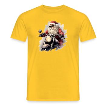 Motorbike Riding Santa Claus - Christmas - Men's T-Shirt - yellow - Front - AI Model Male 178 dark (178cm)