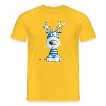 Rennes de Noël bleus par MODARTIS - T-shirt homme - jaune - Devant - AI Model Male 178 dark (178cm)