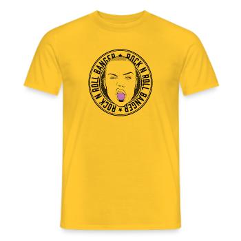 Femme rock tire la langue - T-shirt homme - jaune - Devant - AI Model Male 178 dark (178cm)
