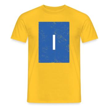 Règle bleue minimalisteDesign - T-shirt homme - jaune - Devant - AI Model Male 178 dark (178cm)