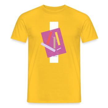 Abstract Colored Lines Composition - Men's T-Shirt - yellow - Front - AI Model Male 178 dark (178cm)