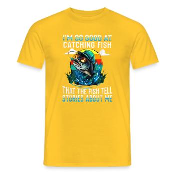 Catching Fish Stories Tee - Men's T-Shirt - yellow - Front - AI Model Male 178 dark (178cm)