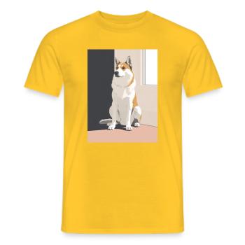 Pretty husky in the shade - Men's T-Shirt - yellow - Front - AI Model Male 178 dark (178cm)