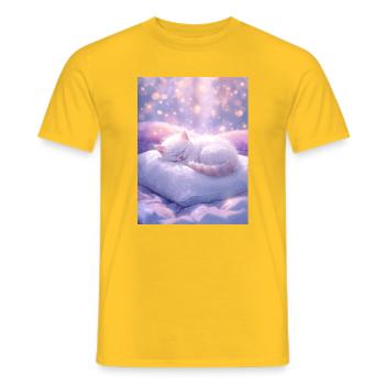 Chat endormi rêveur avec fond scintillant - T-shirt homme - jaune - Devant - AI Model Male 178 dark (178cm)