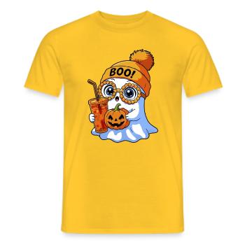 Kleines Halloween-Geist mit Kürbis Party Kostüm - Männer T-Shirt - Gelb - Vorne - AI Model Male 178 dark (178cm)