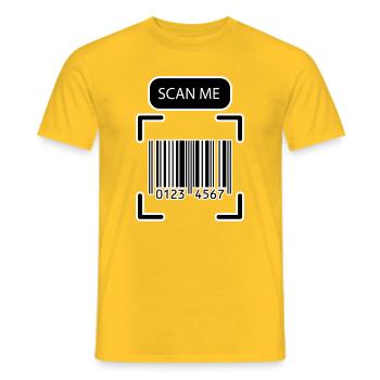 SCAN ME Barcode Funny Design - Men's T-Shirt - yellow - Front - AI Model Male 178 dark (178cm)