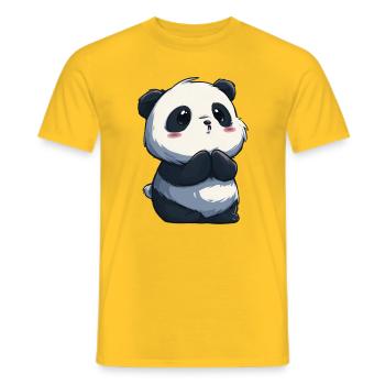 Panda mignon innocent, adorable pour les amoureux - T-shirt homme - jaune - Devant - AI Model Male 178 dark (178cm)