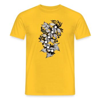 Black and White Flower Spiral - Men's T-Shirt - yellow - Front - AI Model Male 178 dark (178cm)
