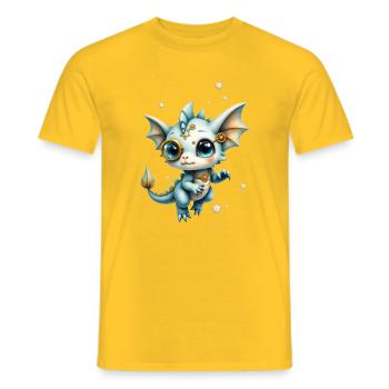 Steampunk Drache mit Lupe - Männer T-Shirt - Gelb - Vorne - AI Model Male 178 dark (178cm)