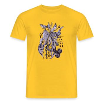 Purple Line Blossom - Men's T-Shirt - yellow - Front - AI Model Male 178 dark (178cm)