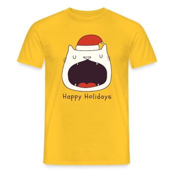 Lustige Weihnachtskatze - Männer T-Shirt - Gelb - Vorne - AI Model Male 178 dark (178cm)