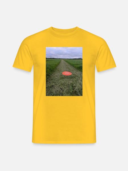 Roter Marker Feld Weg Drohnen-Parkplatz Markierung - Männer T-Shirt - Gelb