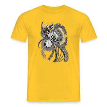 Monochrom Blumengeäst Ornament - Männer T-Shirt - Gelb - Vorne - AI Model Male 178 dark (178cm)