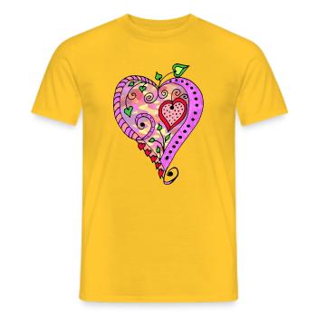 Herz - Männer T-Shirt - Gelb - Vorne - AI Model Male 178 dark (178cm)