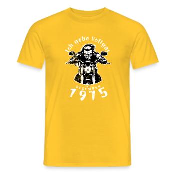 50. Geburtstag Ich gebe Vollgas seit 12/1975 - Männer T-Shirt - Gelb - Vorne - AI Model Male 178 dark (178cm)