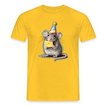 Partymaus mit Käse – Mixed Media Kunst - Männer T-Shirt - Gelb - Vorne - AI Model Male 178 dark (178cm)